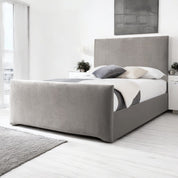 Dark Silver Velvet / Single 3ft - 90x190cm / Slatted Base Harlech Plain Modern Fabric Upholstered Bed Frame