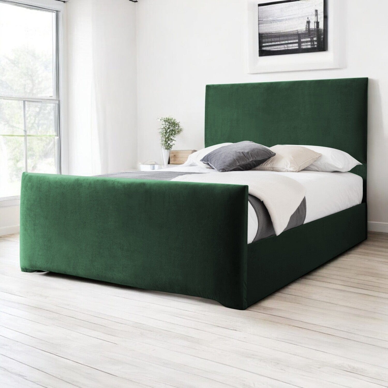  Slatted Base Harlech Plain Modern Fabric Upholstered Bed Frame