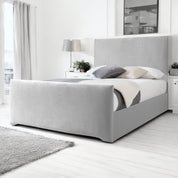 Light Silver Velvet / Single 3ft - 90x190cm / Slatted Base Harlech Plain Modern Fabric Upholstered Bed Frame