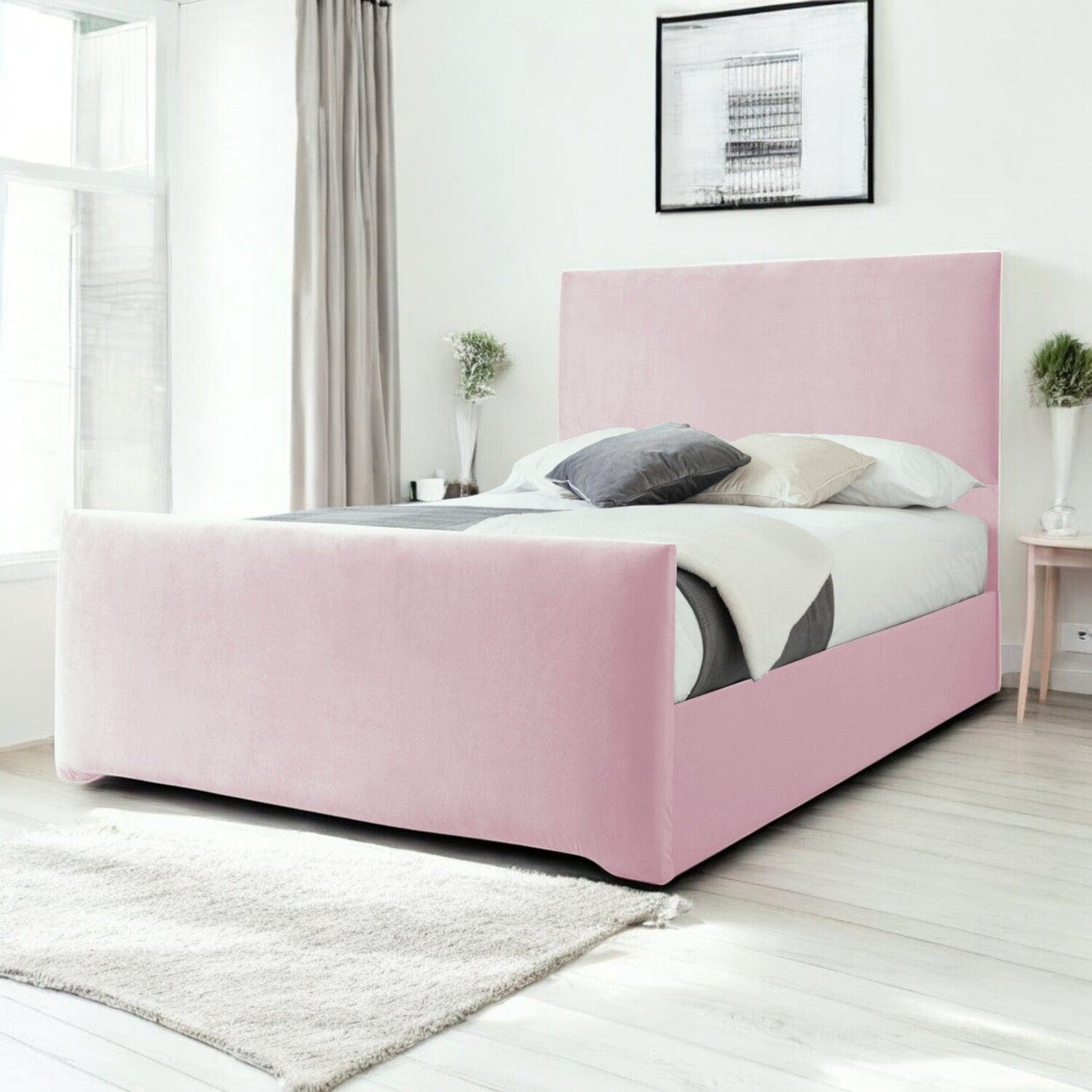  Slatted Base Harlech Plain Modern Fabric Upholstered Bed Frame