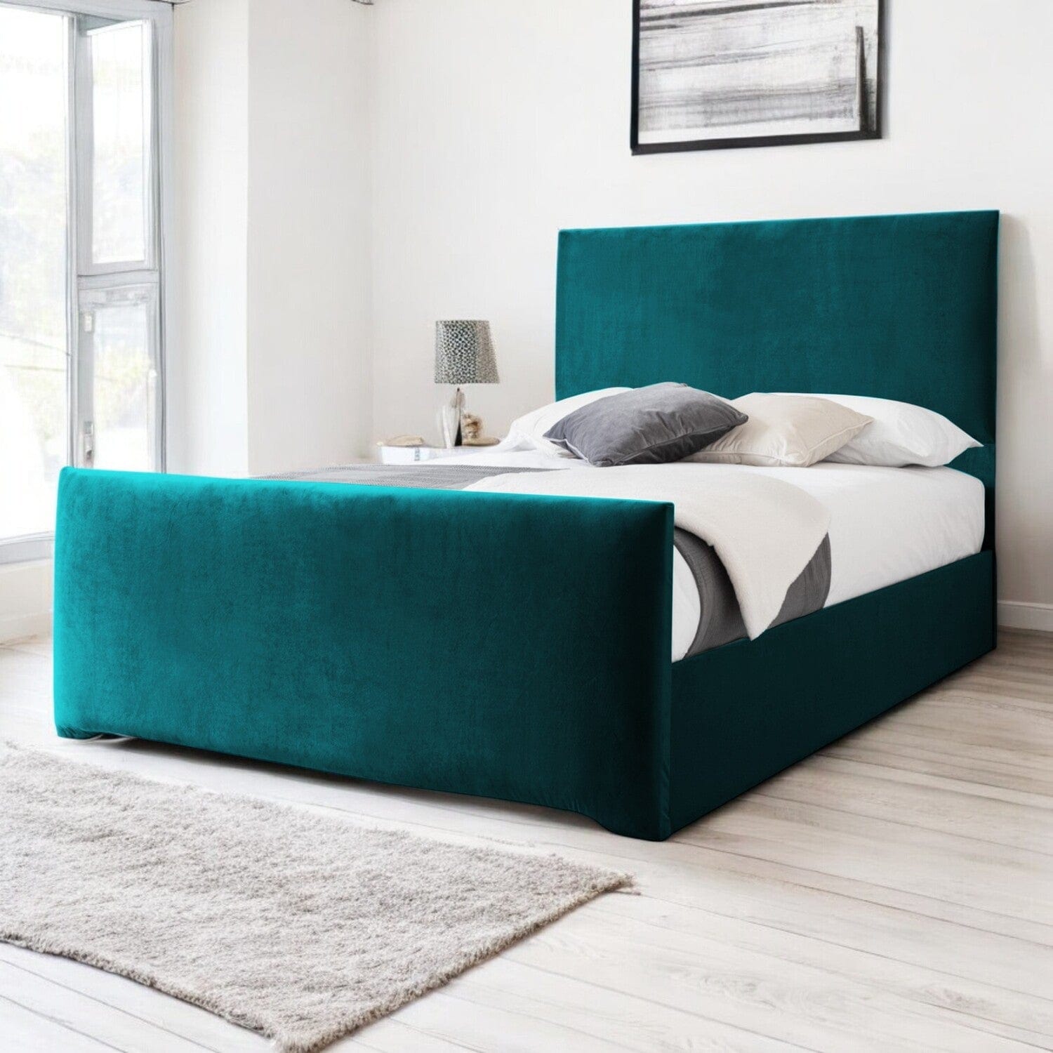  Slatted Base Harlech Plain Modern Fabric Upholstered Bed Frame