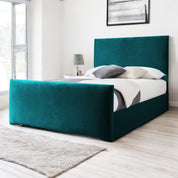 Teal Velvet / Single 3ft - 90x190cm / Slatted Base Harlech Plain Modern Fabric Upholstered Bed Frame