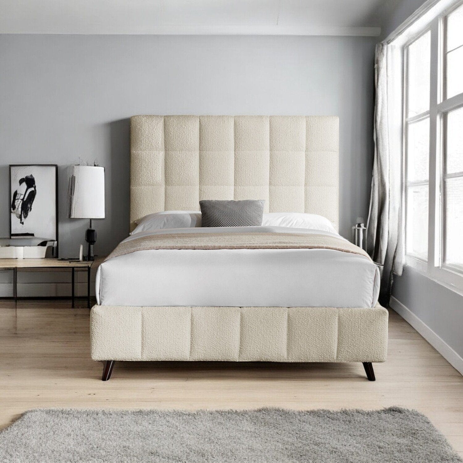 Helsby Boucle Fabric Upholstered Bed Frame