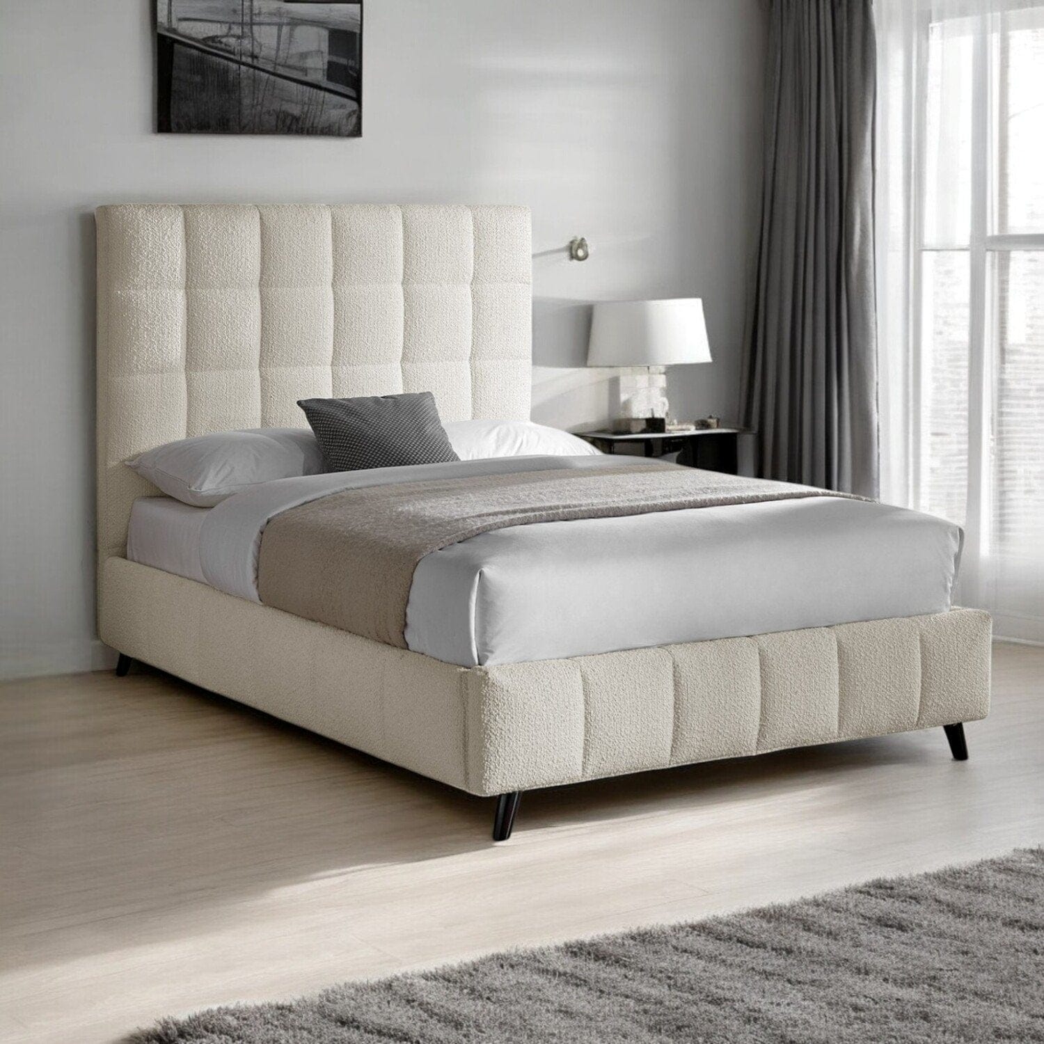  Double 4ft6 - 135x190cm Helsby Boucle Fabric Upholstered Bed Frame