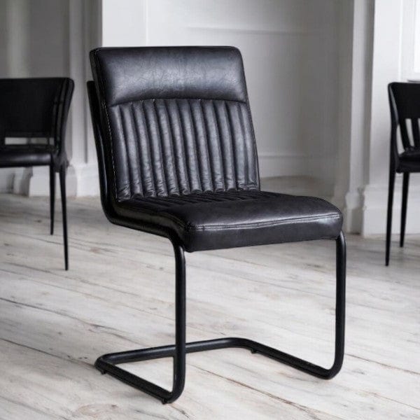 Kildare Charcoal Faux Leather Dining Chair Set of 2
