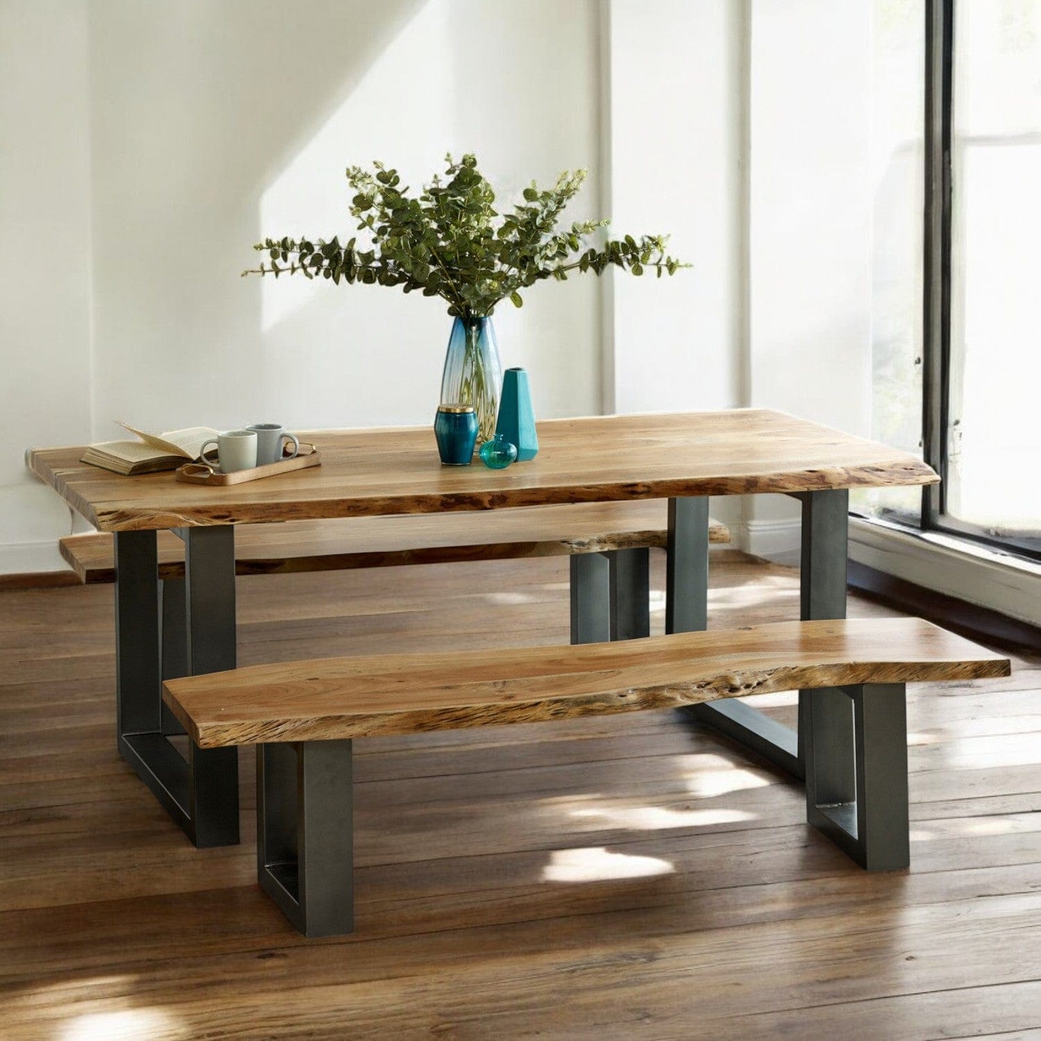 Killarney 175cm Large Wooden Live Edge Dining Bench