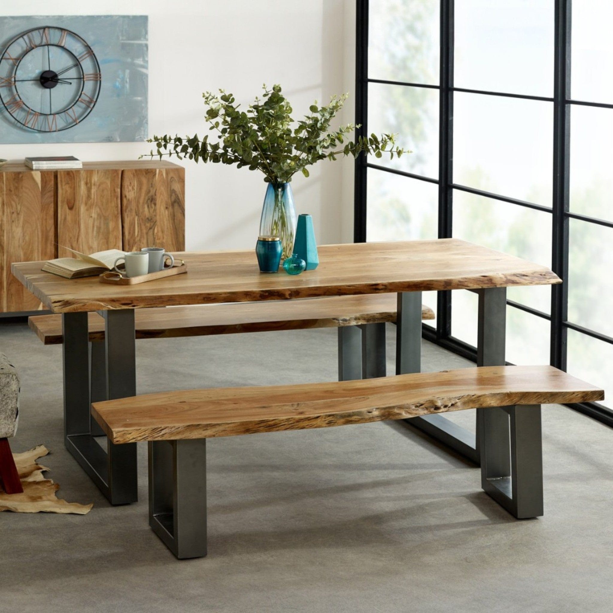 Killarney 175cm Large Wooden Live Edge Dining Bench