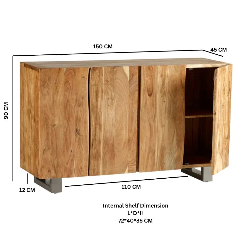 Killarney Wooden Live Edge 2 Doors 150cm Sideboard