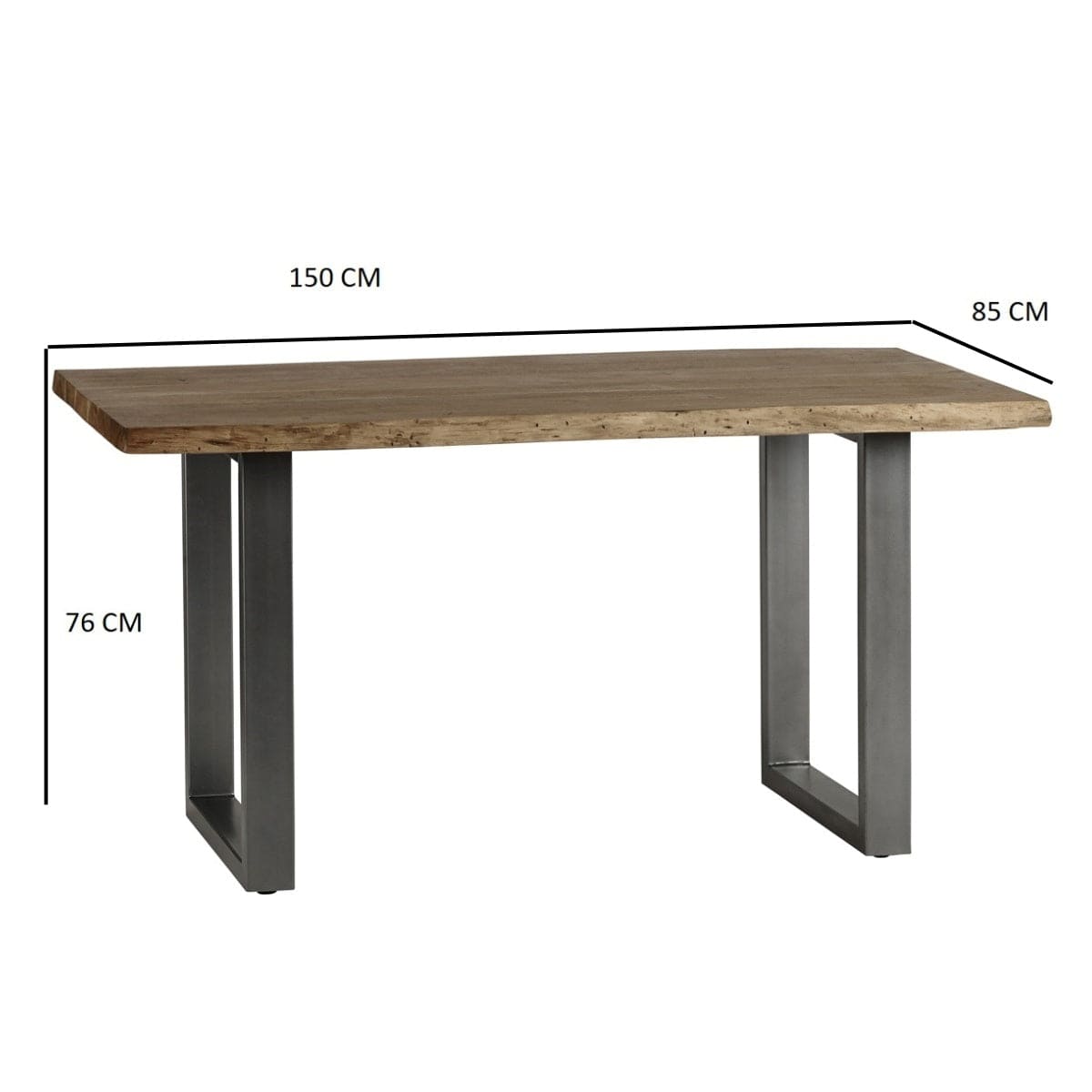 Killarney Wooden Live Edge & Metal Legs 150cm Dining Table