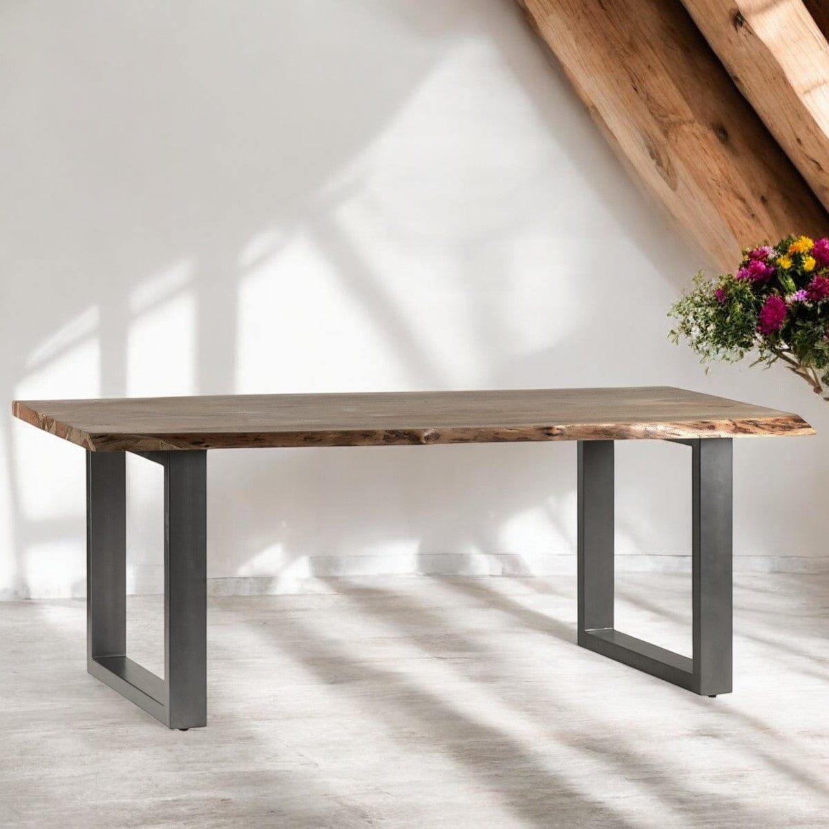 Killarney Wooden Live Edge & Metal Legs 200cm Dining Table