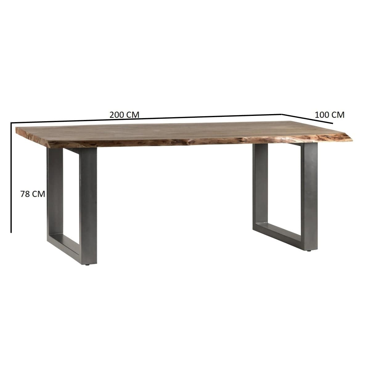 Killarney Wooden Live Edge & Metal Legs 200cm Dining Table