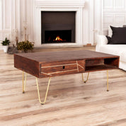 Limerick Wooden Dark Gold 1 Drawer Coffee Table