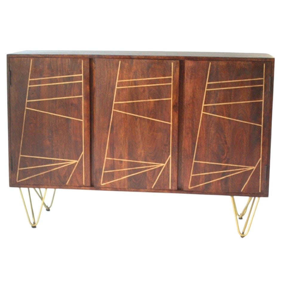 Limerick Wooden Dark Gold 3 Doors 135cm Sideboard