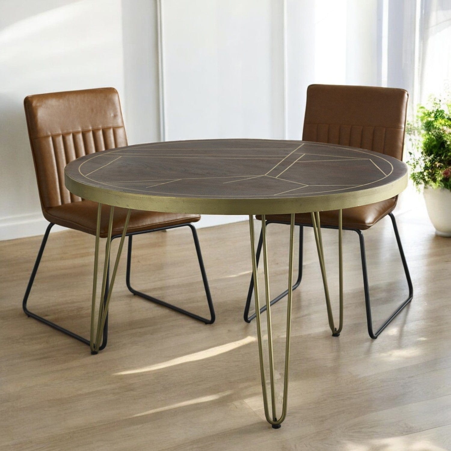 Limerick Wooden Dark Gold Round 120cm Dining Table