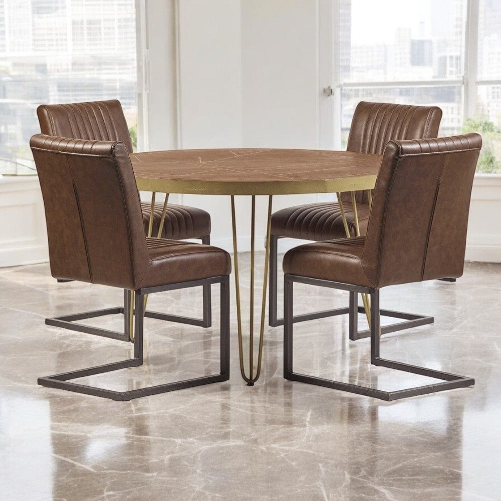 Limerick Wooden Dark Gold Round 120cm Dining Table
