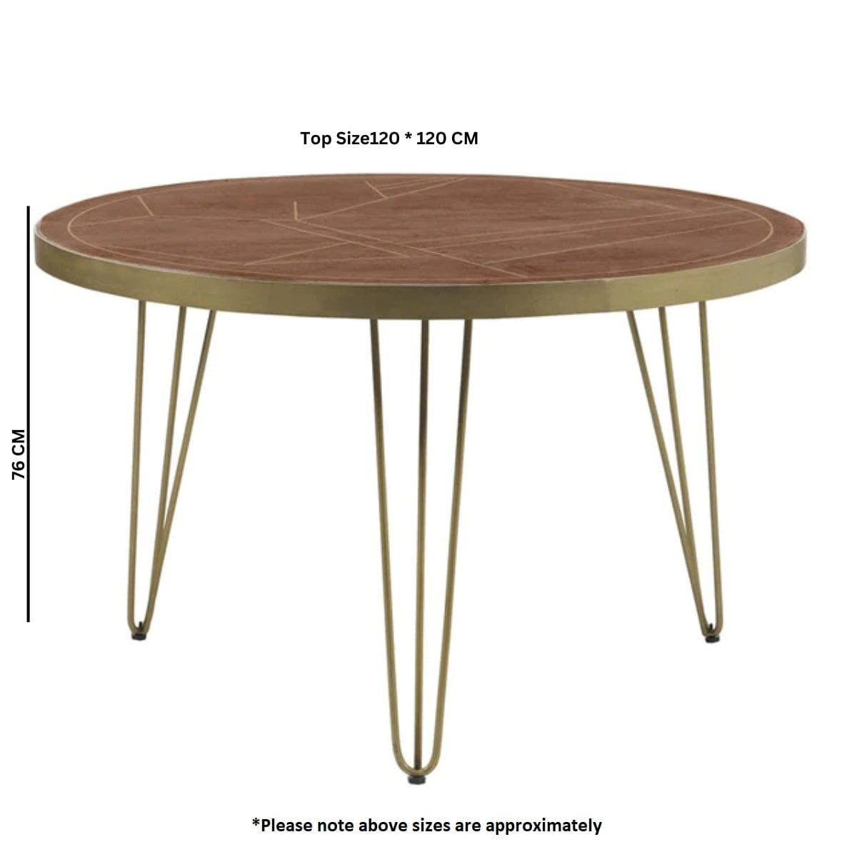 Limerick Wooden Dark Gold Round 120cm Dining Table