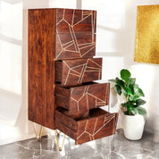 Limerick Wooden Dark Gold Tall Chest of 5 Drawers