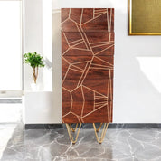 Limerick Wooden Dark Gold Tall Chest of 5 Drawers