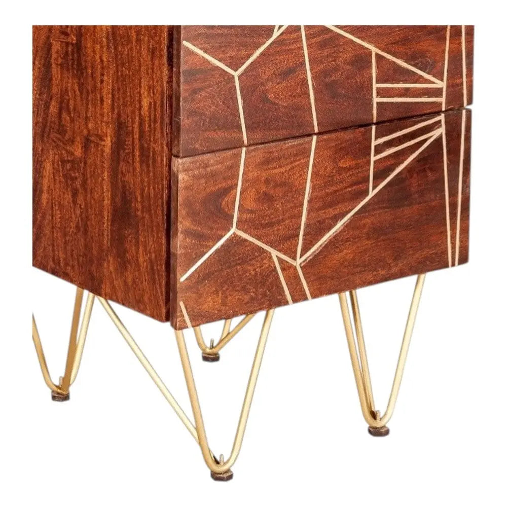 Limerick Wooden Dark Gold Tall Chest of 5 Drawers