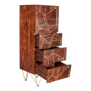 Limerick Wooden Dark Gold Tall Chest of 5 Drawers