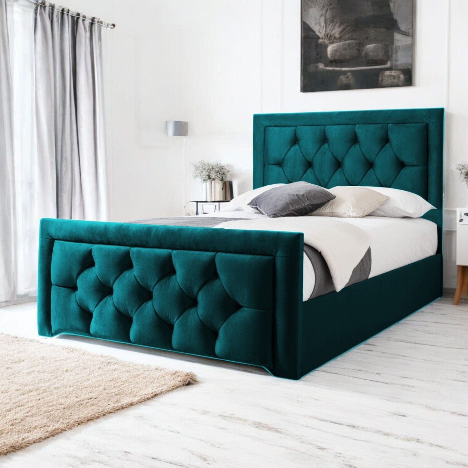 Llanberis Tufted Headboard with Border Fabric Upholstered Bed Frame