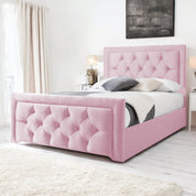 Llanberis Tufted Headboard with Border Fabric Upholstered Bed Frame