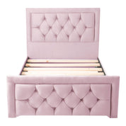 Llanberis Tufted Headboard with Border Fabric Upholstered Bed Frame