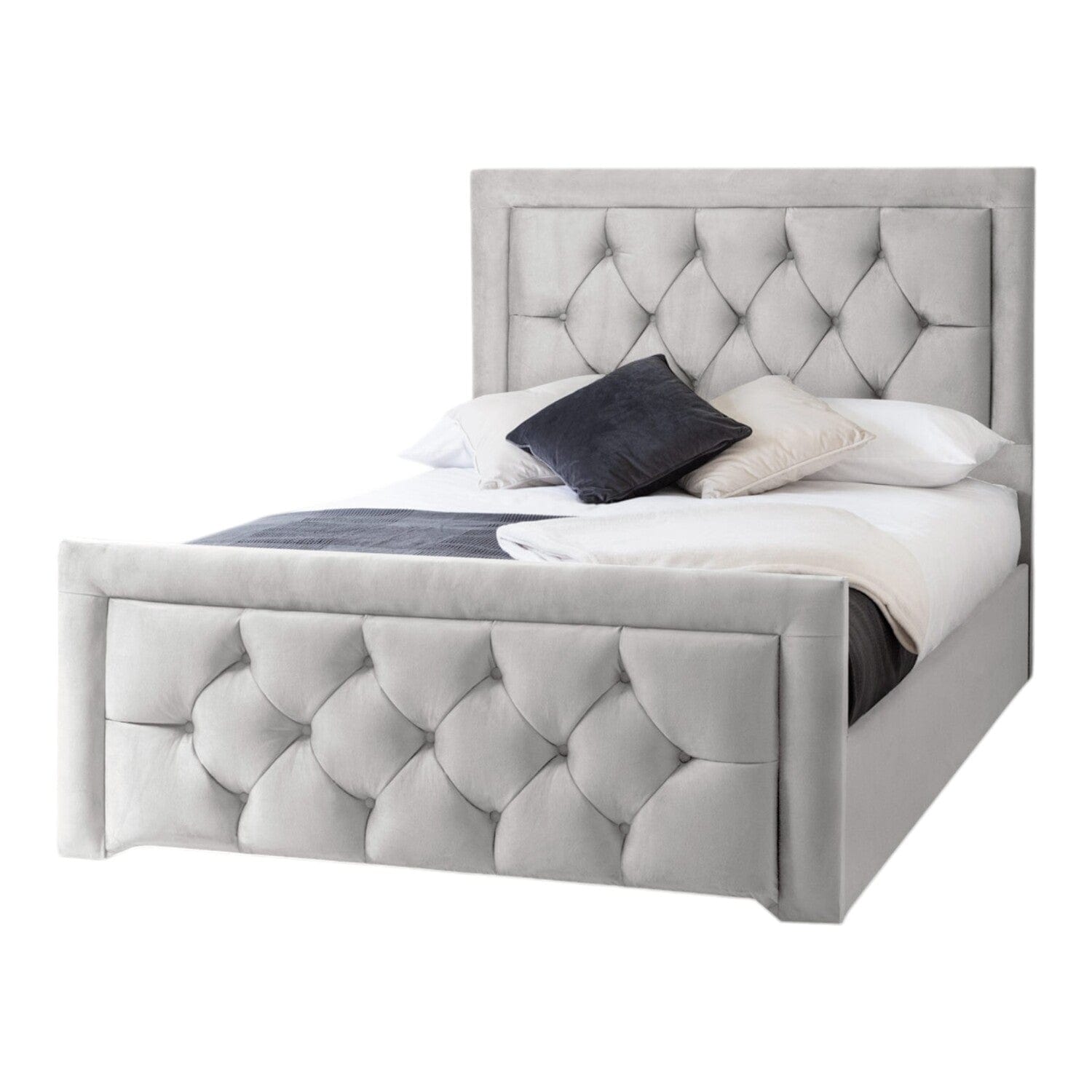 Llanberis Tufted Headboard with Border Fabric Upholstered Bed Frame