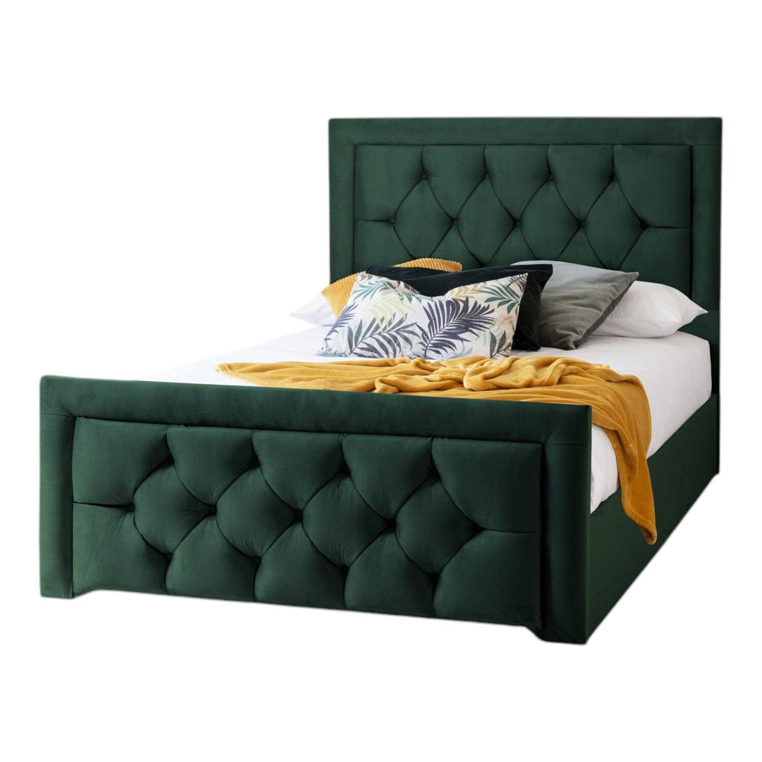 Llanberis Tufted Headboard with Border Fabric Upholstered Bed Frame