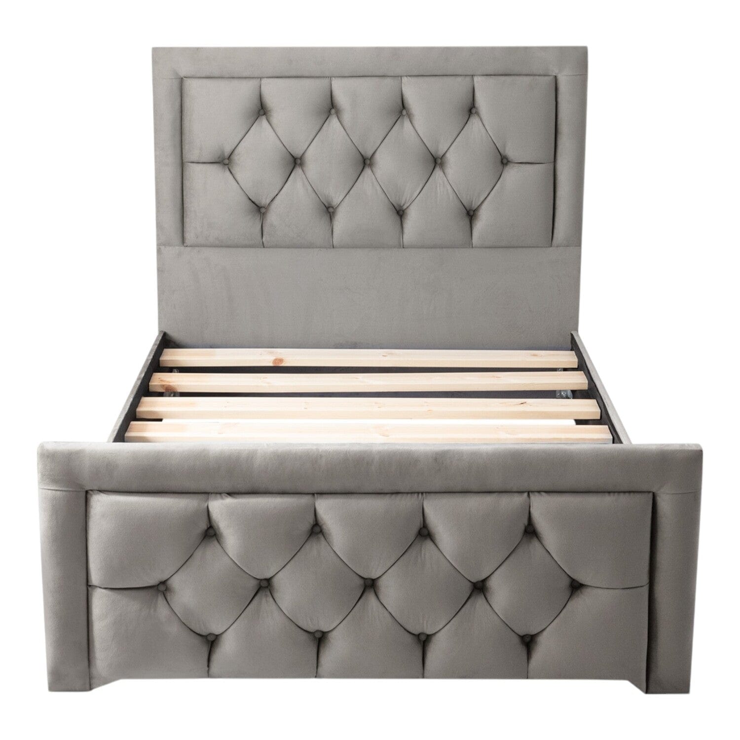 Llanberis Tufted Headboard with Border Fabric Upholstered Bed Frame