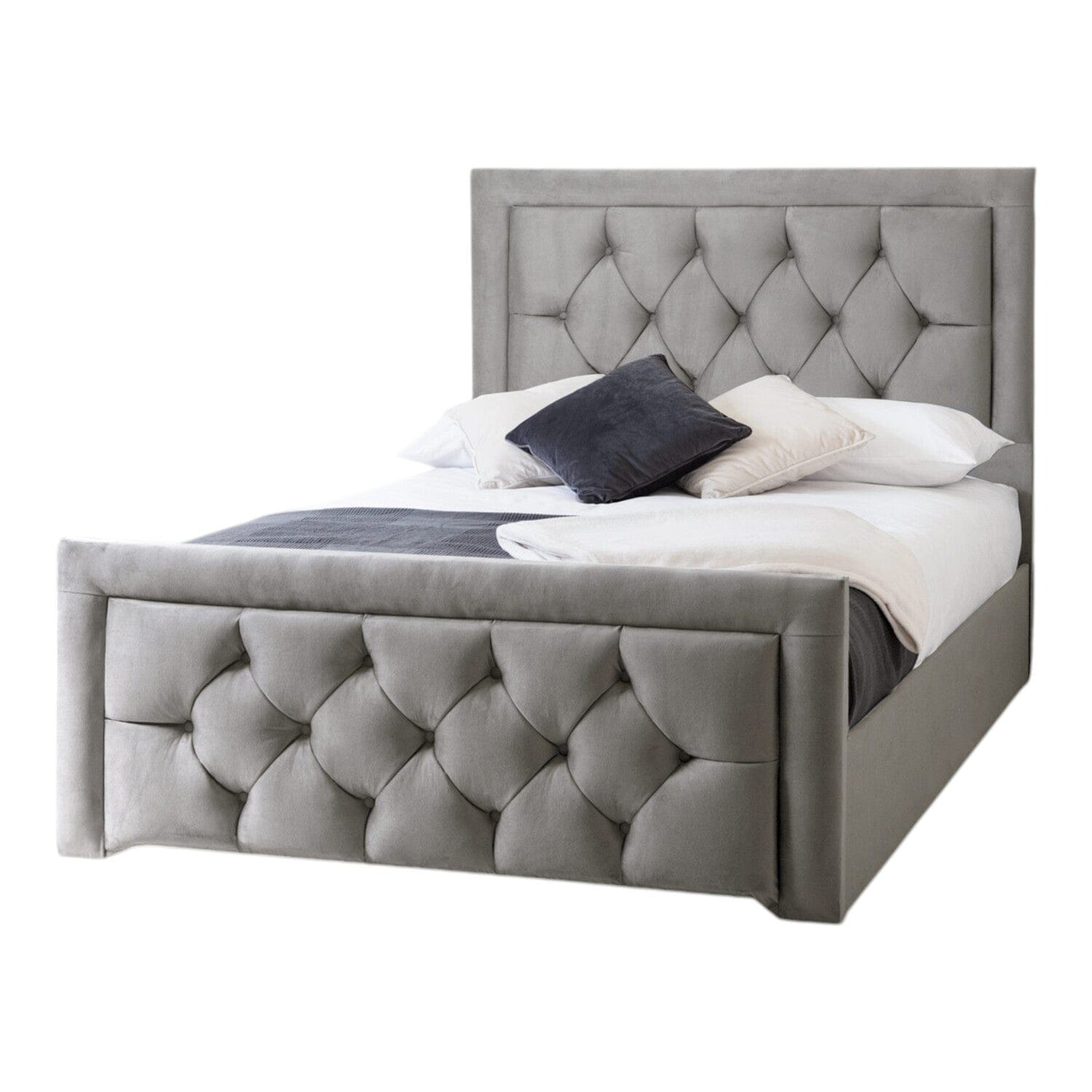 Llanberis Tufted Headboard with Border Fabric Upholstered Bed Frame