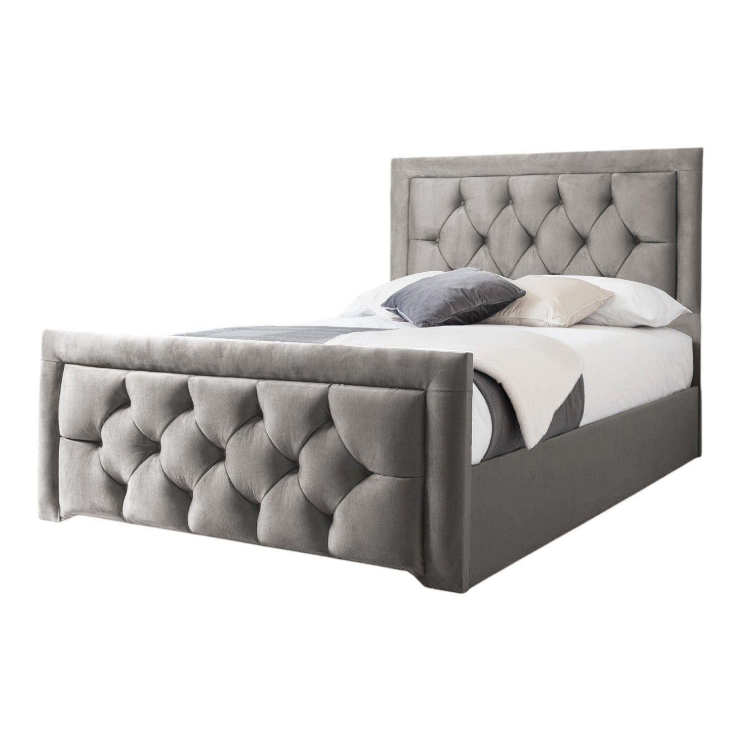 Llanberis Tufted Headboard with Border Fabric Upholstered Bed Frame