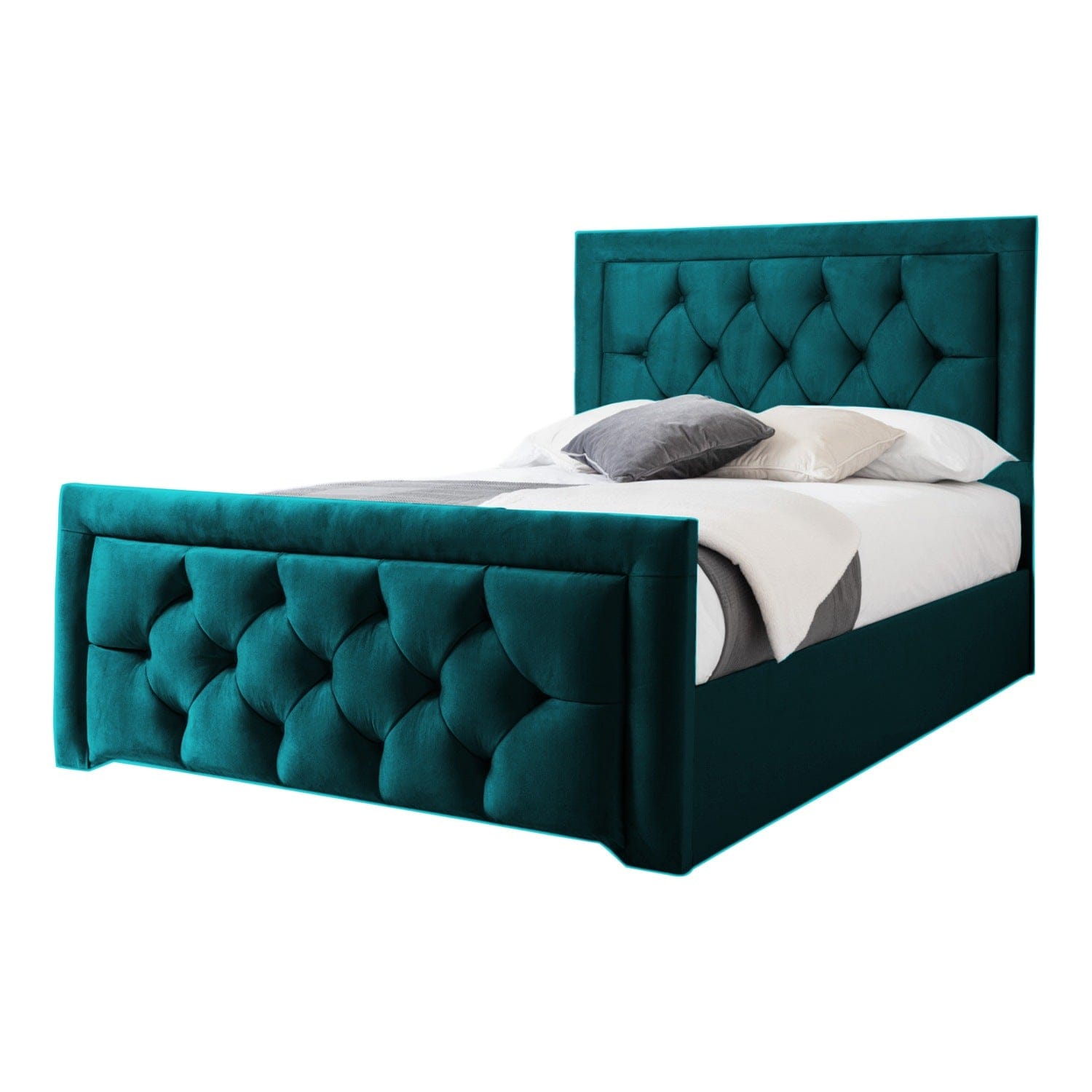 Llanberis Tufted Headboard with Border Fabric Upholstered Bed Frame