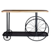 Longford Metal & Wood Wheel Console Table