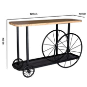 Longford Metal & Wood Wheel Console Table