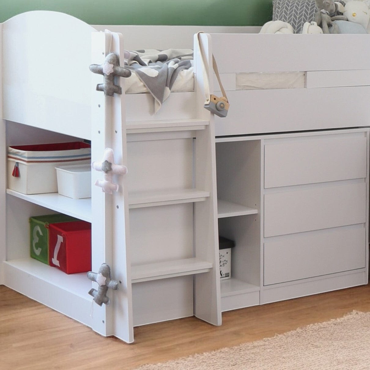 Lottie Mid Sleeper Cabin Bed with Desk & Storage