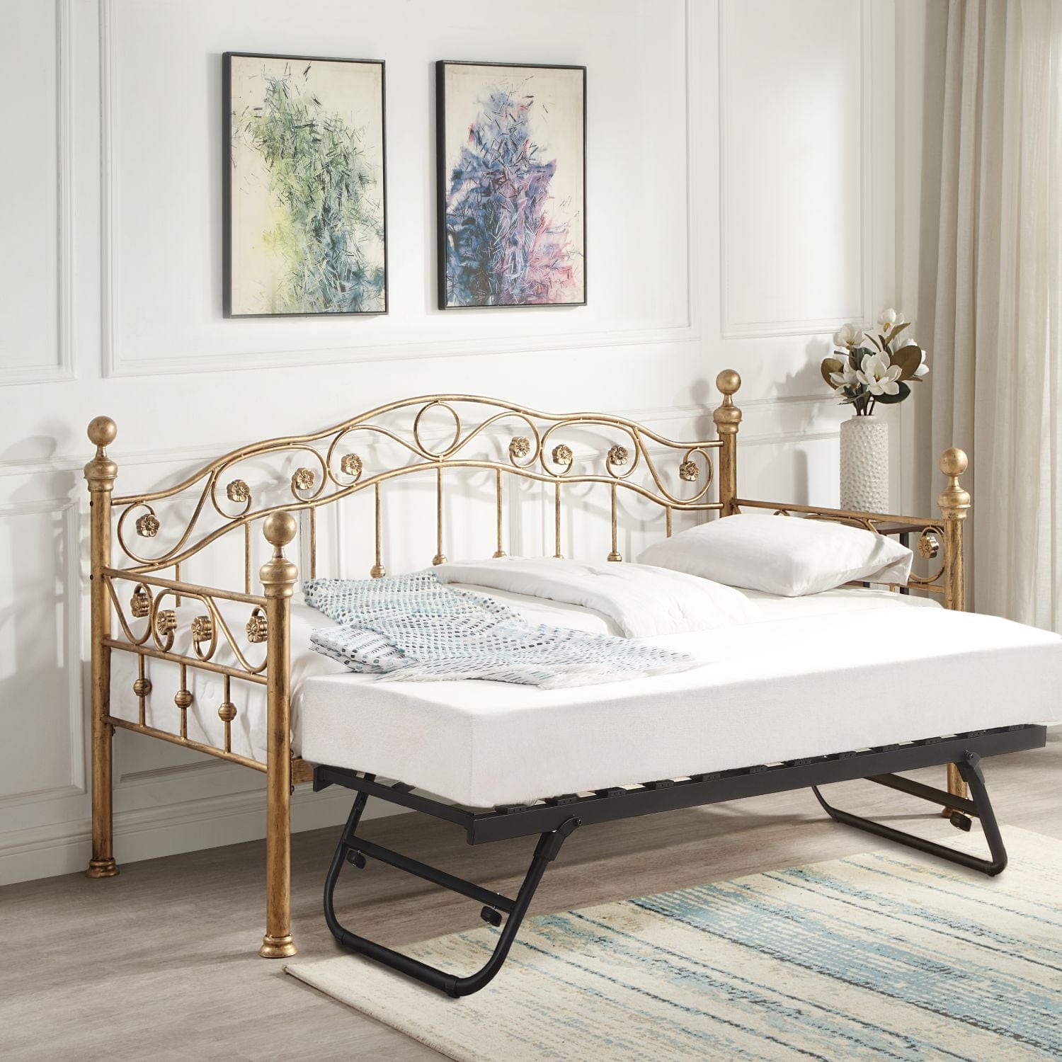 Mayfair Metal Day Bed With Trundle