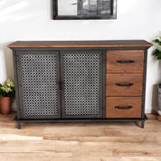 Meath Industrial Metal & Wood 2 Doors & 3 Drawer 125cm Sideboard