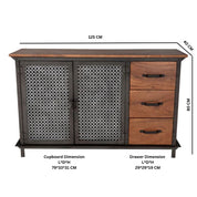 Meath Industrial Metal & Wood 2 Doors & 3 Drawer 125cm Sideboard