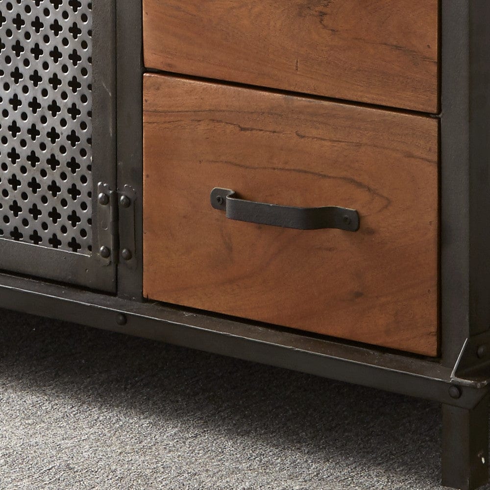 Meath Industrial Metal & Wood 2 Doors & 3 Drawer 125cm Sideboard