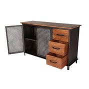 Meath Industrial Metal & Wood 2 Doors & 3 Drawer 125cm Sideboard