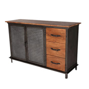 Meath Industrial Metal & Wood 2 Doors & 3 Drawer 125cm Sideboard