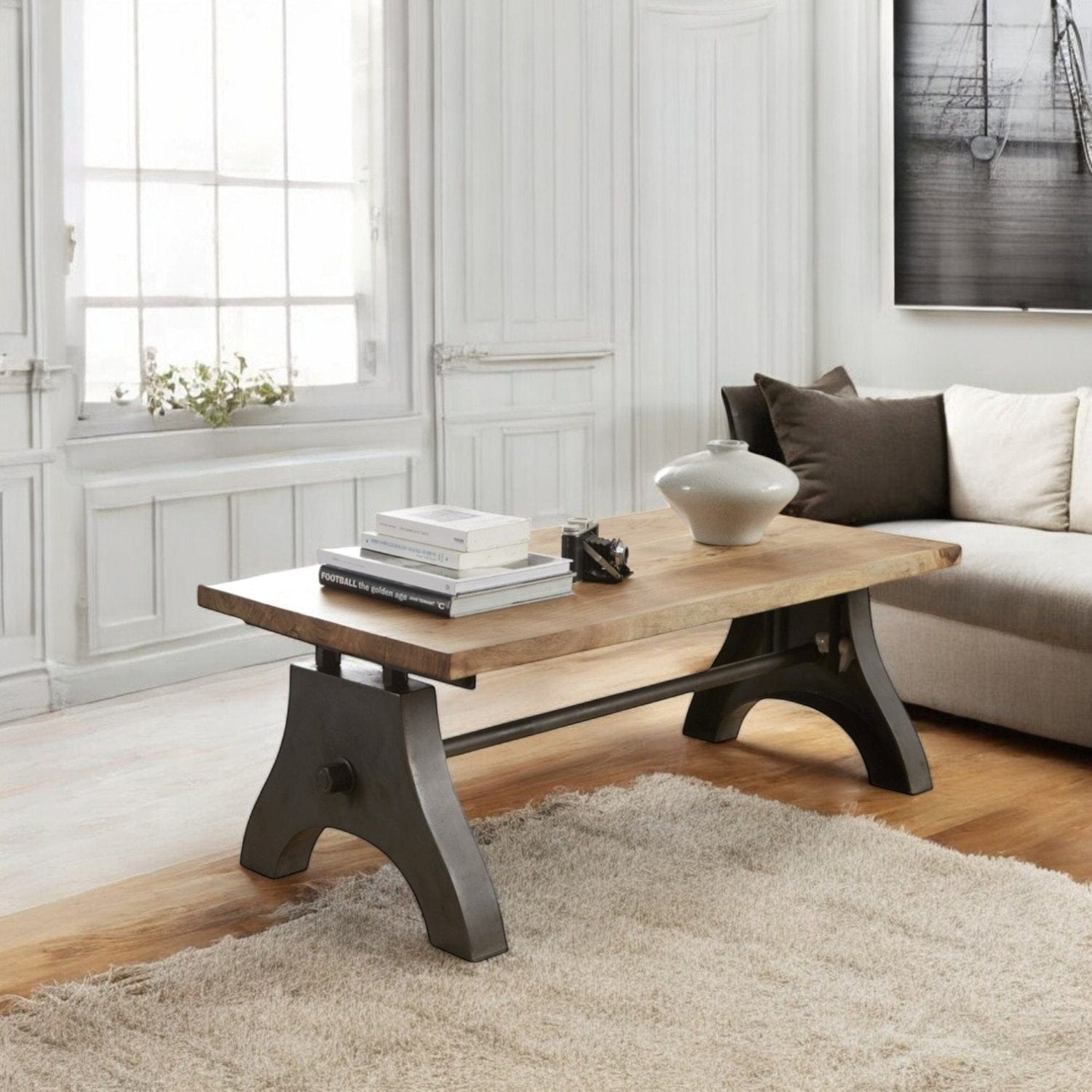 Meath Industrial Metal & Wood Coffee Table