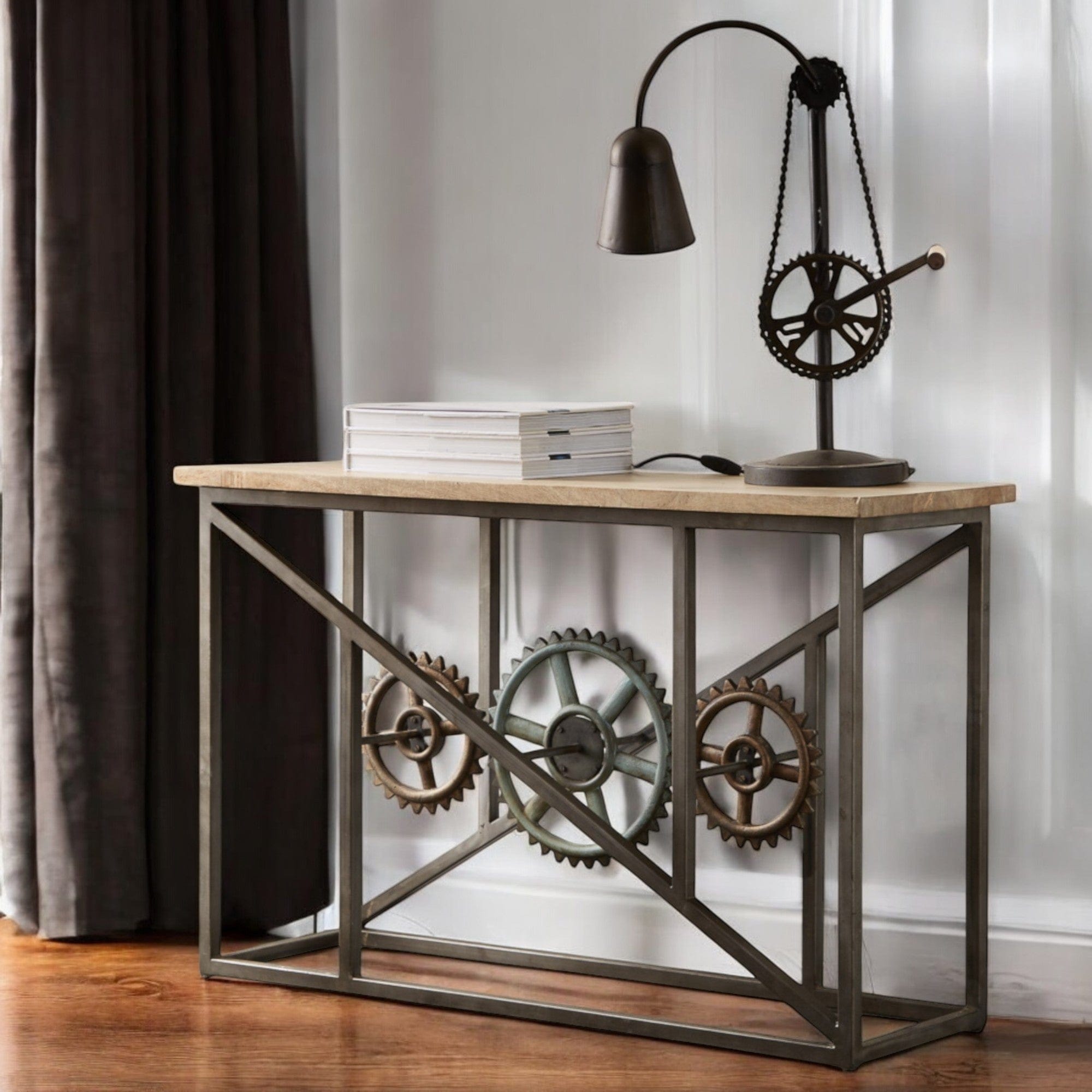 Meath Industrial Metal & Wood Console Table