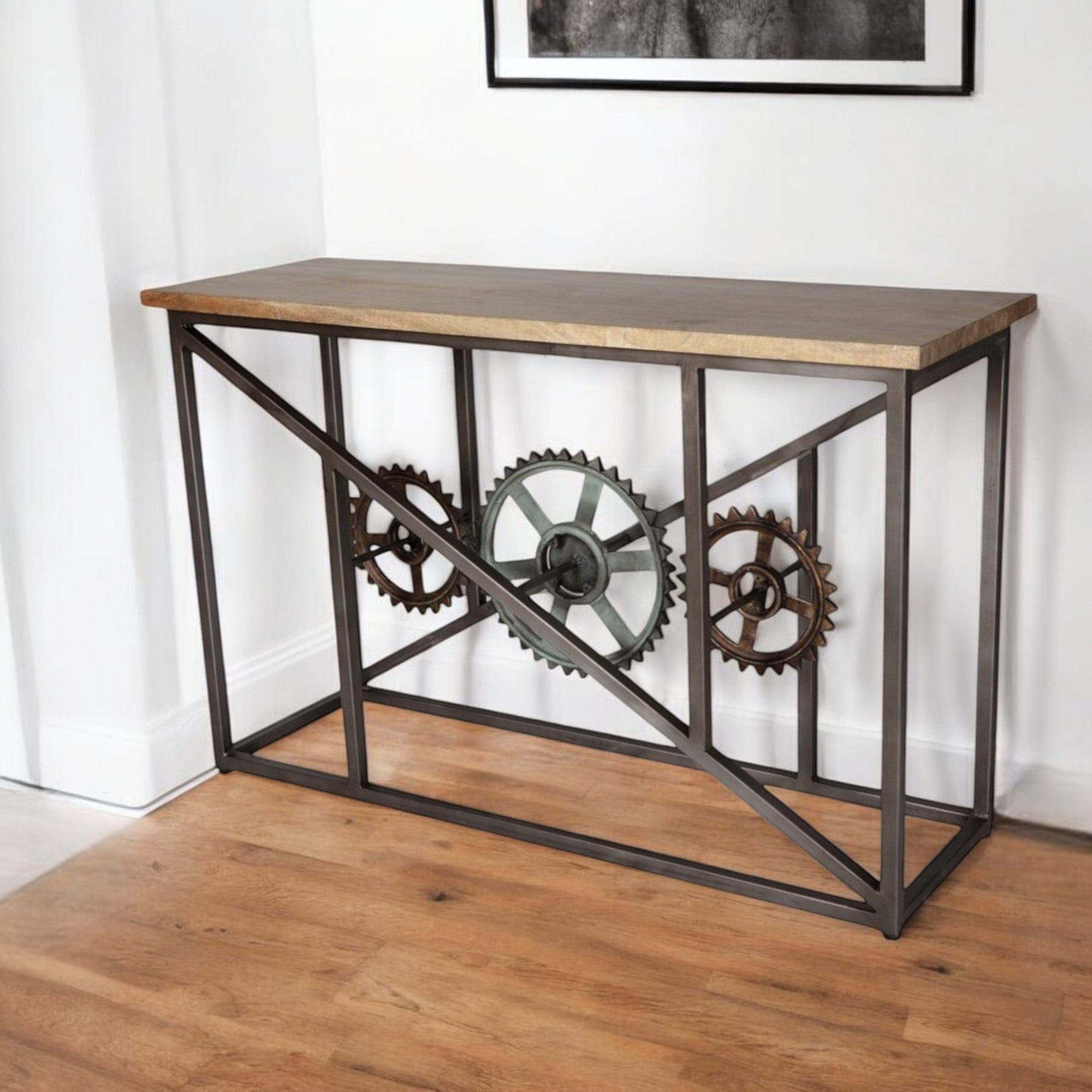 Meath Industrial Metal & Wood Console Table