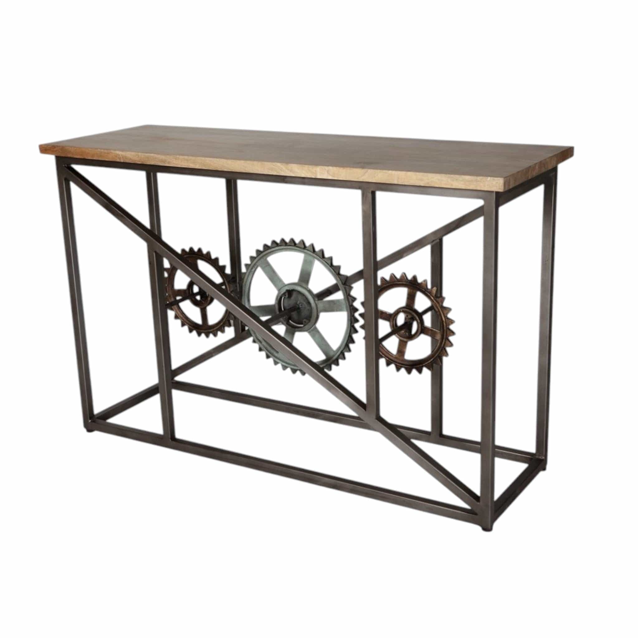 Meath Industrial Metal & Wood Console Table