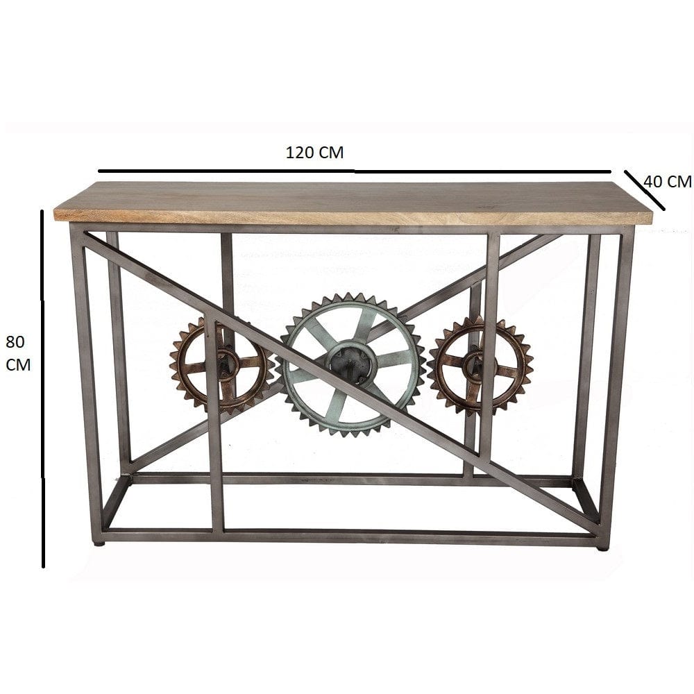 Meath Industrial Metal & Wood Console Table