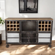 Meath Metal & Wood Display Bar Cabinet