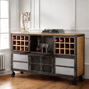 Meath Metal & Wood Display Bar Cabinet