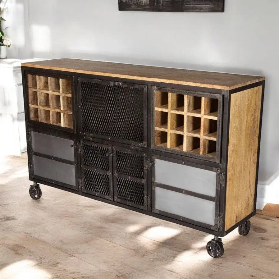 Meath Metal & Wood Display Bar Cabinet
